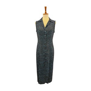 Vintage Black and Blue Polka Dot Dress – Studio I, Size 10