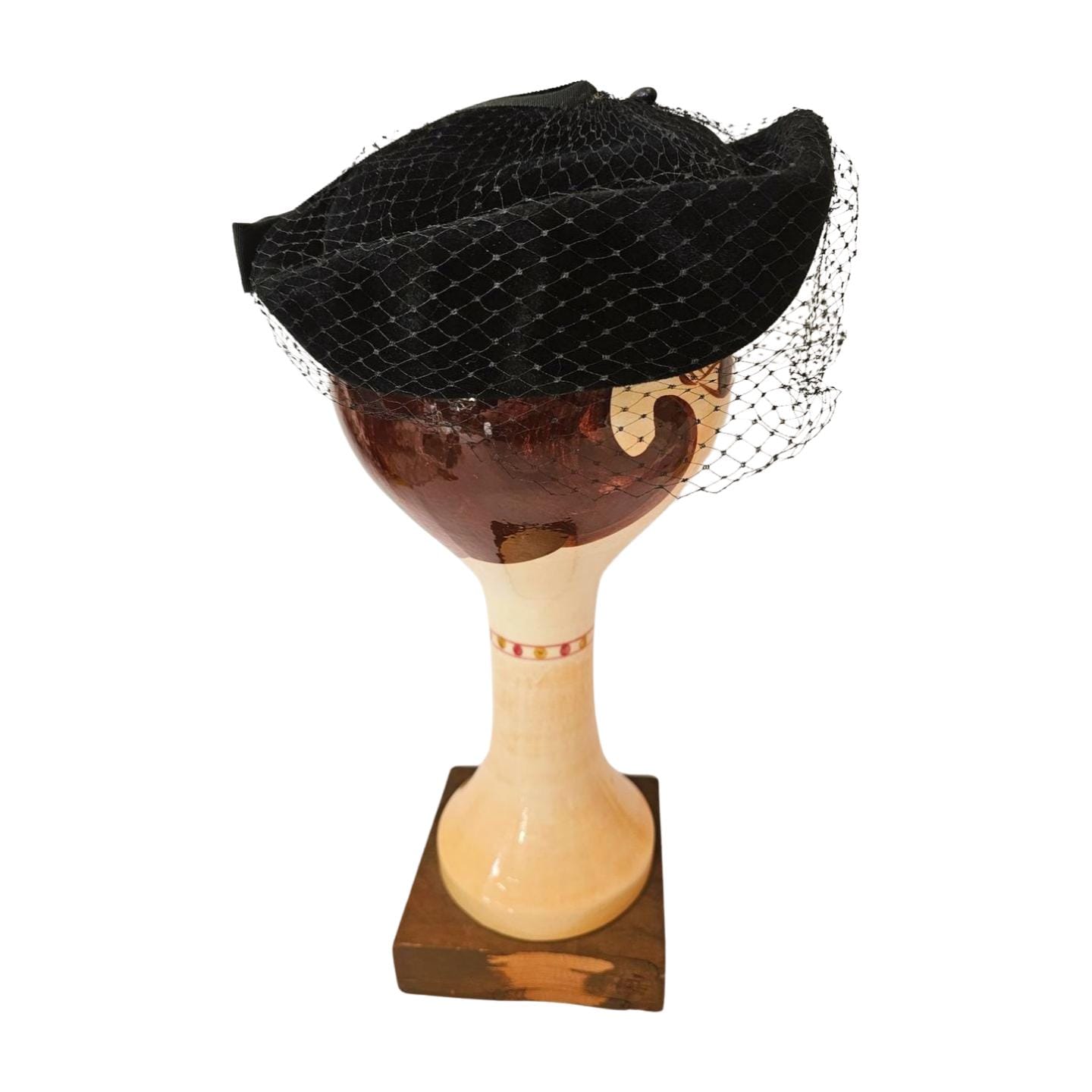 Vintage Peachbloom Velour Hat Merrimac Body Feathers Veil Vintage Merrimac Peachbloom Velour Velvet Felt Beaded Calot  main image 2