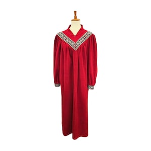 Vintage Vanity Fair Red Robe with Brocade Trim