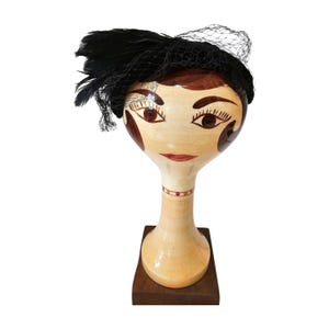 Vintage Black Velvet Juliette Cap with Feathers & Netting – 1950s Hat