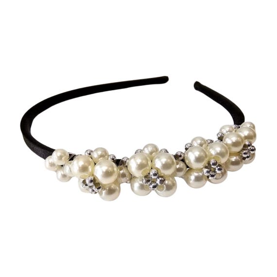Vintage 80s 90s Bridal Headpiece Hairband | Satin With  display picture 3
