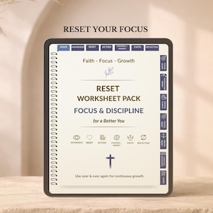 Reset Worksheet Pack Focus & Discipline | Christian Mental Clarity Workbook