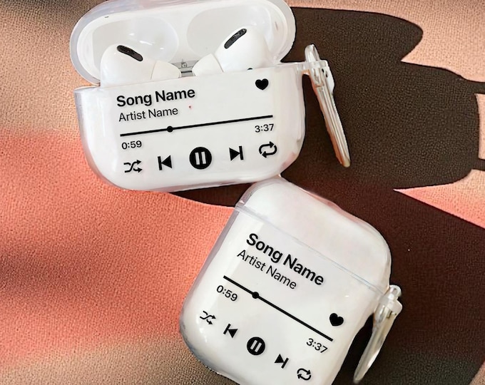 Custom Music AirPods Case: Personalized Song Plaque Clear Cover for Pro 3 Gen 3/4