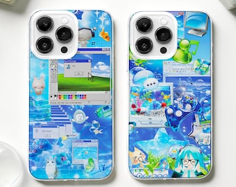 Frutiger Aero Cyber Collage MagSafe Phone Case: Retro Internet Webcore Cover iPhone 17 Samsung