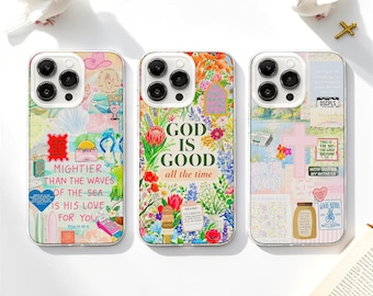 Christian Faith Collage MagSafe Phone Case, Bible Verse Floral Cover iPhone Samsung