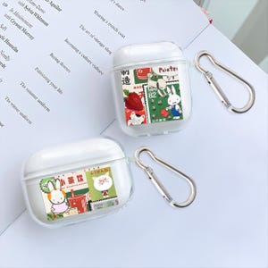 Japanese Manga Collage Airpods Cover, Anime Stamp Aesthetic Airpods Pro Case, Lucky Kawaii Moodboard Charm, Airpods 3 4 Gen, Airpods Pro 2