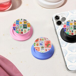 Vintage Floral Stamp MagSafe Phone Grip: Retro Postal Stamp Kindle Holder