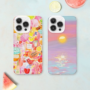 Pink Italian Summer MagSafe Phone Case, Vacation Scrapbook Collage Phone Cover, European Summer Preppy Aesthetic iPhone 15 14, Samsung S24