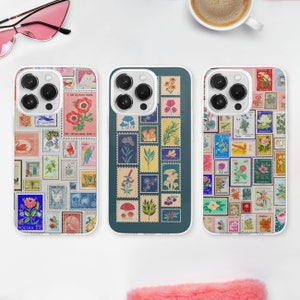 Vintage Postal Stamps MagSafe Phone Case, Retro Postmark Phone Cover, Vintage Scrap Aesthetic, iPhone 15 14 13 12, Samsung S24 S23 S22