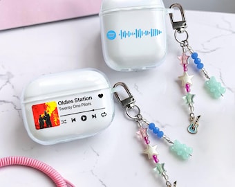 Personalized Music Plaque AirPods Case with Charm Custom Album Cover Pro 3 Gen 4