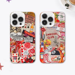 Texas Cowgirl Club MagSafe Phone Case, Weird Western Collage Phone Case, Coquette Moodboard Gift, iPhone 16 15 14 13 Pro 12, Samsung S25 S24
