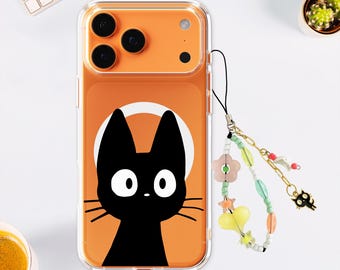 Funda MagSafe con diseño de gato negro kawaii: diseño japonés de manga para iPhone 17 y Samsung