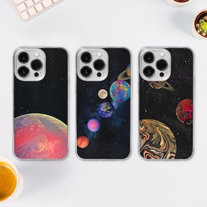 Retro Solar System Planet MagSafe Phone Case, Space Phone Cover, Cosmic Galaxy Aesthetic, Astronomy Nebula, iPhone 16 15 14, Samsung S24 S23