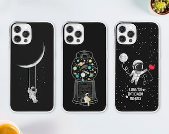 Space Astronaut MagSafe Phone Case, Moon and Planets Phone Cover, Starry Star Aesthetic, Solar System, iPhone 15 14 13, Samsung S24 S23