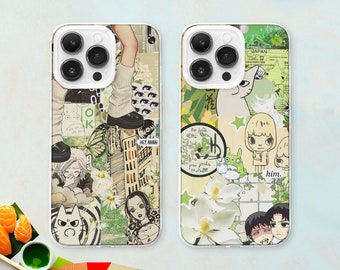 Green Anime Moodboard MagSafe Phone Case: Kawaii Manga Collage Cover iPhone 17 16 Samsung