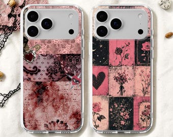 Pink Lace Grunge MagSafe Phone Case: Gothic Romance Cover iPhone 18