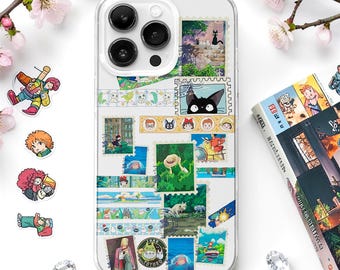 Japanese Cartoon Stamp MagSafe Phone Case, Kawaii Manga Cover, iPhone 17 Samsung