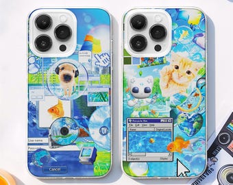 Custodia per telefono Frutiger Aqua Collage MagSafe: Cover Retro Internet Cybercore iPhone 17 Samsung