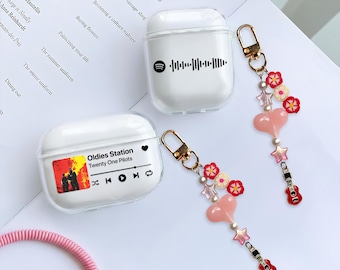 Custom Music Plaque AirPods Case with Charm Personalized Album Cover Pro 3 Gen 4