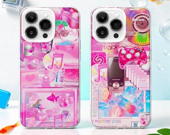 Frutiger Aero Pink Collage MagSafe Phone Case: Retro Y2K Tech Cover iPhone 17 Samsung