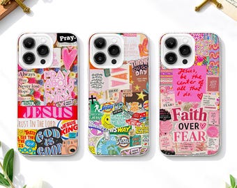 Christian Collage MagSafe Phone Case, Faith Over Fear Jesus Cover iPhone Samsung