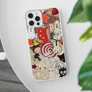 Vintage Cartoon Collage MagSafe Phone Case, Anime Scrapbook Phone Cover, Kawaii Manga Comics Gift, iPhone 16 15 14 13, Samsung S24 S23 S22, thank you receipt case, Korean cat case, red beige aesthetic, retro postal stamp aesthetic, custom guest check
