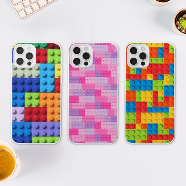 Colorful Toy Bricks MagSafe Phone Case, Building Bricks Phone Cover, Rainbow Aesthetic, Teenage Toy Gift, iPhone 15 14 13, Samsung S24 S23
