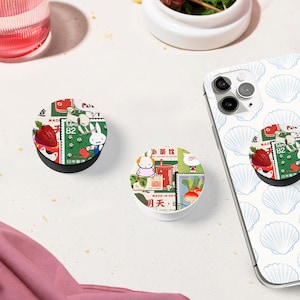 Japanese Kawaii Moodboard MagSafe Phone Holder, Cute Anime Scrapbook Kindle Grip, Japanese Kdrama Phone Grip, Strawberry Manga Charm Gift