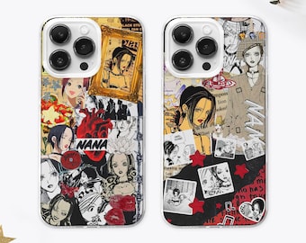 Vintage Anime Collage MagSafe Phone Case, Japanese Red Manga Girl Art iPhone 17 Samsung