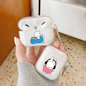 Kawaii Lucky Rabbit Airpods Cover, Music Lover Bunny Aesthetic Airpods Pro-hoesje, Japanse anime-kralenbedel, Airpods 3 generatie, Airpods Pro 2