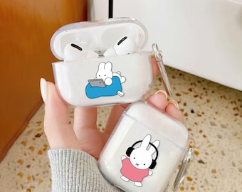 Funda de conejo kawaii para AirPods: funda de conejito amante de la música anime, AirPods 3.ª generación, Pro 2