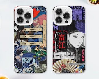 Funda de teléfono con temática de anime manga oscura, estética japonesa sangrienta para iPhone 17, 16 y 15, Samsung S25