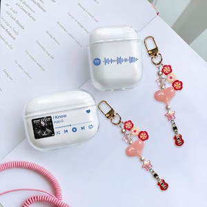 Custom Music Plaque AirPods Case with Charm Personalized Album Cover Pro 3 Gen 4 Personalized photo song plaque case, guitar inspired phone charm keychain, custom music keychain, Personalized Photo Song Plaque Clear AirPods Cover music player cover, favorite song favorite artist cover, playlist case, music band fanmade design case, carabiner clip case, song name airpods case with music themed keychain, minimal music icon case, airpods pro 3 2 case, airpods gen 1 2 3 4 case, red heart phone charm