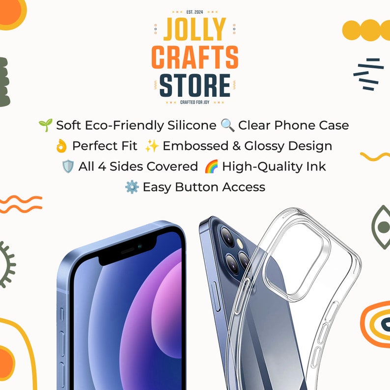 Puede incluir: Una funda transparente para tel&eacute;fono con un tel&eacute;fono azul en su interior. La funda est&aacute; hecha de silicona suave y ecol&oacute;gica y tiene un dise&ntilde;o en relieve y brillante. Cubre los cuatro lados del tel&eacute;fono y tiene un acceso f&aacute;cil a los botones.