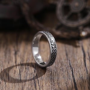 Nordic Viking Keltische knoop titanium ring| Claddagh-trouwringen| Vintage stelringen| Valentijnsdagcadeau| Verjaardagscadeau