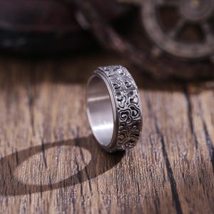 Fidgetring voor heren| Premium titanium vingertopring| Hiphopsieraden| Draaiende ring tegen stress|  Meditatiering| Jubileumcadeau