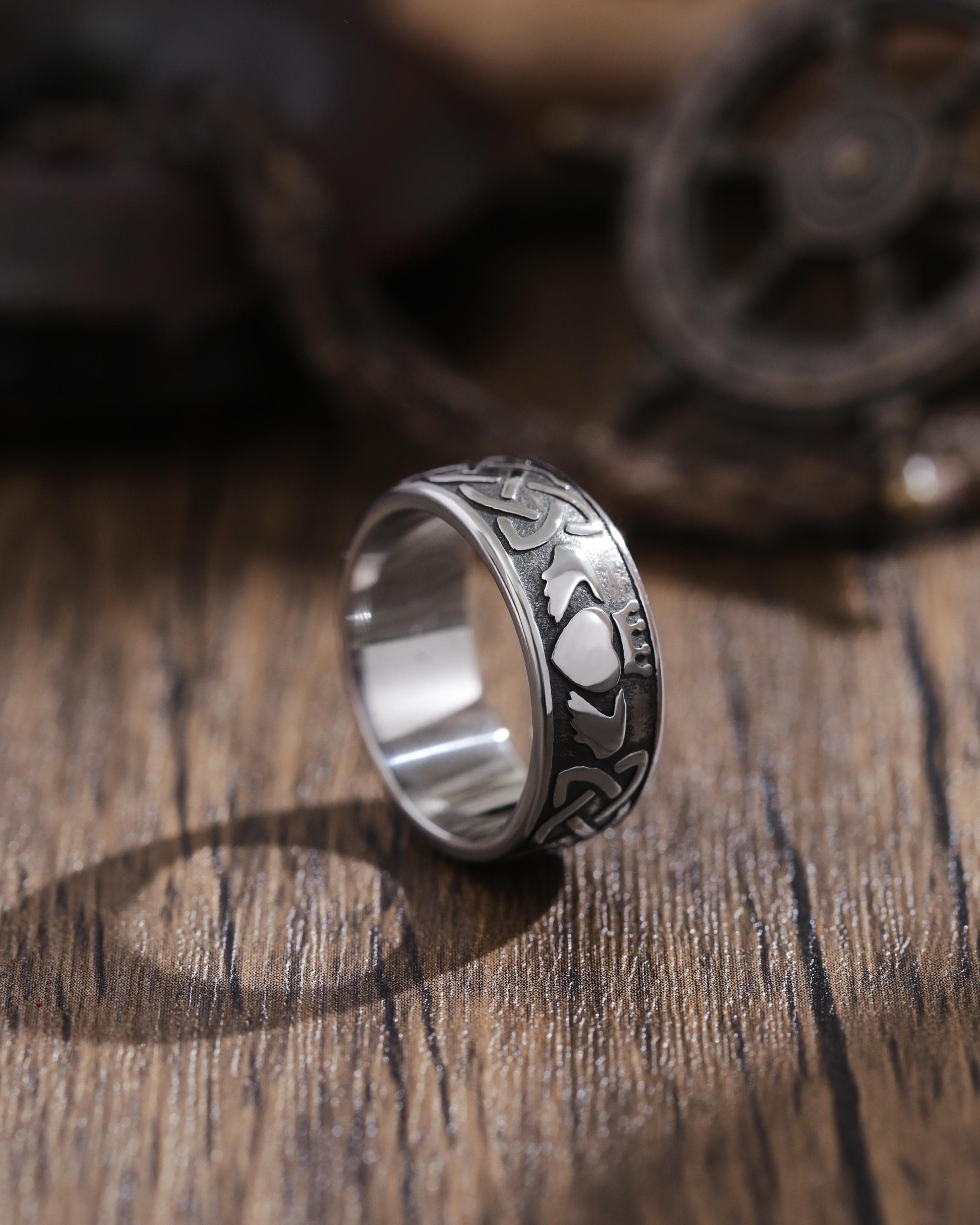 Anello Da Donna Con Cuore Celtico Irlandese Claddagh Royal Crown In Acciaio Argento - Foto 10