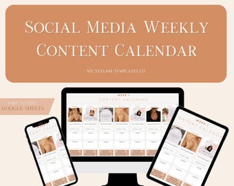 Social Media Content Calendar | Google Sheet Content Planner | Weekly Monthly Batch Content Tracker | Social Media Manager Planning
