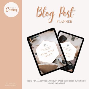 May include: A digital planner for blog post ideas. The planner is displayed on a tablet screen and features a pink and white color scheme. The text "Blog Post Idea Generator" and "Blog Post Idea's" is visible on the screen.