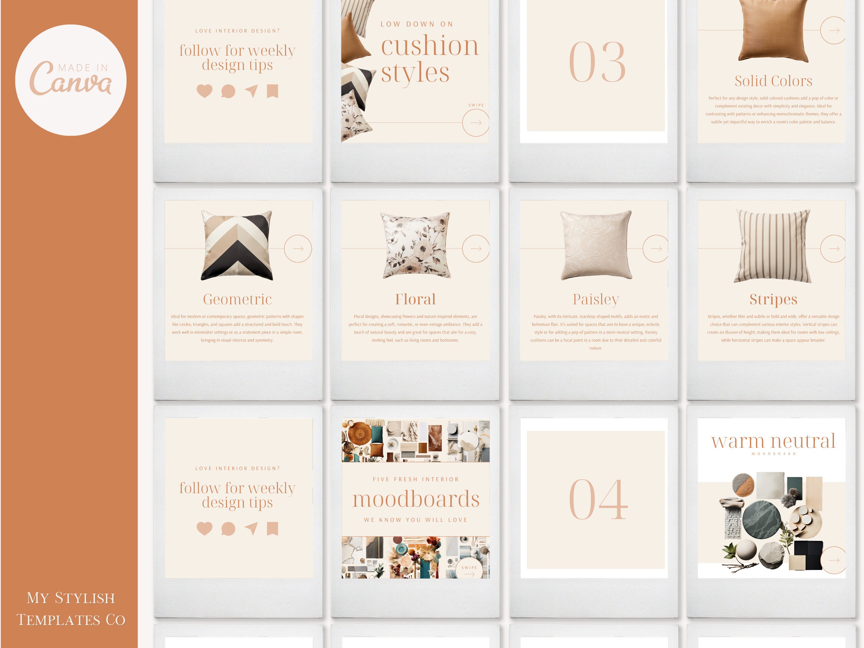 Interior Design Instagram Templates Customizable in Canva Aesthetic IG ...