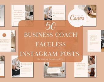 Business Coach Instagram Templates | Social Media Manager Instagram Bundle | Faceless Content Creation | Canva Templates for Coaching
