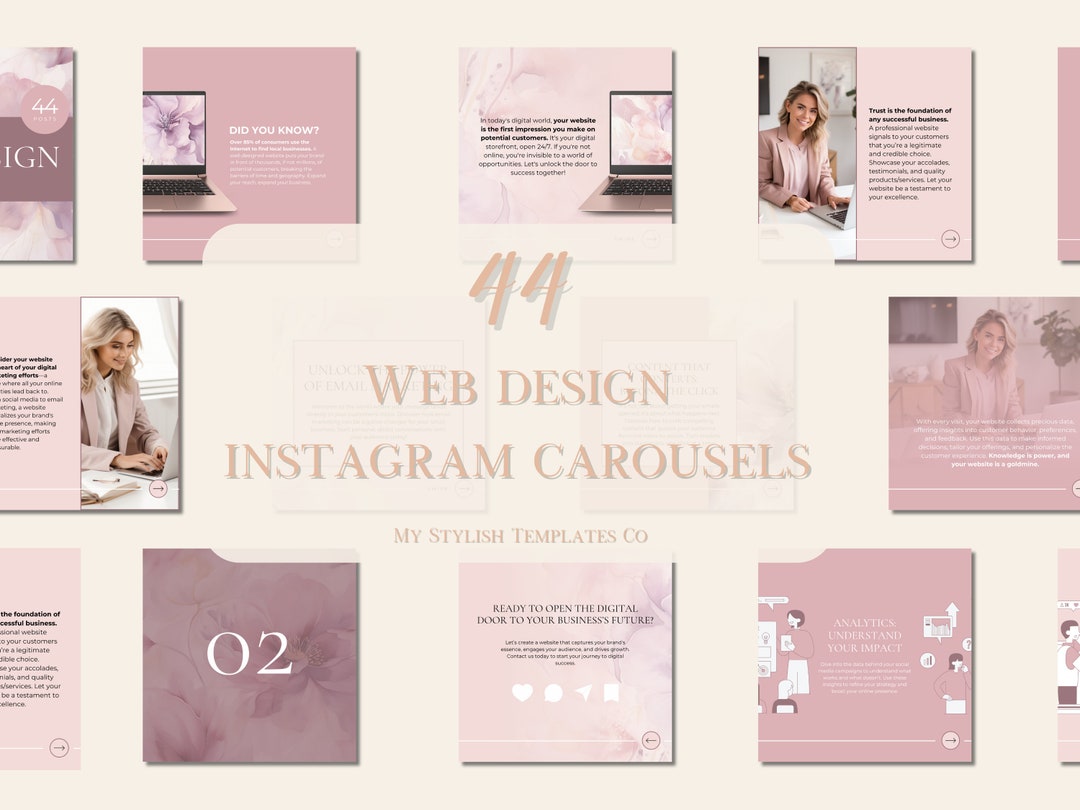 Pink Carousel Instagram Customizable Canva Templates | Small Business ...