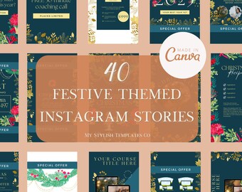 Plantillas navideñas para Instagram / Publicaciones e historias de Instagram y Facebook / Paquete de redes sociales para las fiestas / Descarga digital de cuenta regresiva navideña