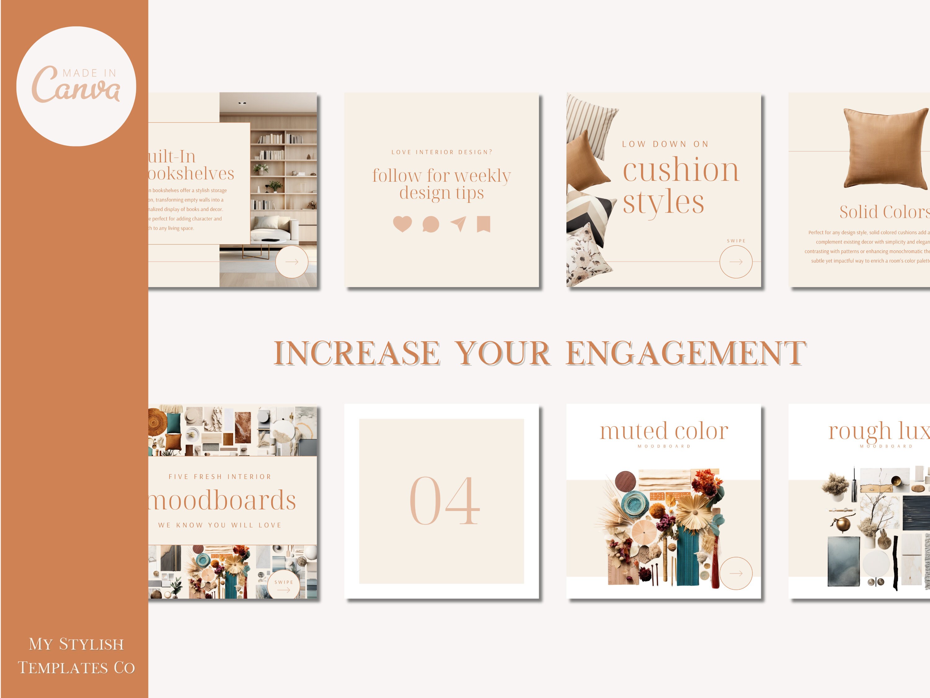 Interior Design Instagram Templates Customizable in Canva Aesthetic IG ...