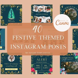 Christmas Instagram Templates | Festive Social Media Bundle | Holiday Instagram Post Ideas | Editable Seasonal Instagram Templates