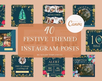 Christmas Instagram Templates | Festive Social Media Bundle | Holiday Instagram Post Ideas | Editable Seasonal Instagram Templates