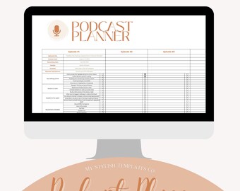 Podcast Planner Google Sheet Template | Podcast Script Episode Checklist Planner | Podcast Management | Workflow Tracker | Content Planner
