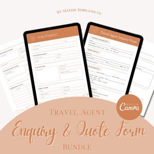 Travel Agent Forms Bundle | Client Intake Form | Travel Marketing |  Travel Agency Quote Form | Travel Advisor | Inquiry Form | Enquiry PDF