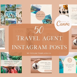 Travel Agent Instagram Templates | Influencer Instagram Posts | Travel Blogger Canva Template | Vacation Resort Social Media Bundle Kit