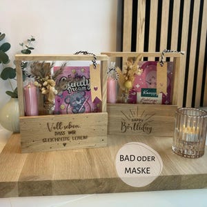 Wellness gift box wooden basket little time out gift set with bath mask candles relaxation box gift girlfriend mom souvenir thank you